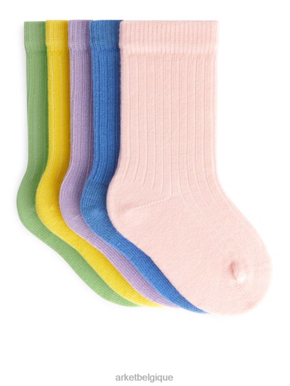 ARKET chaussettes bébé en tricot côtelé, 5 paires enfants arc-en-ciel/multicolore T46DR1743 vêtements