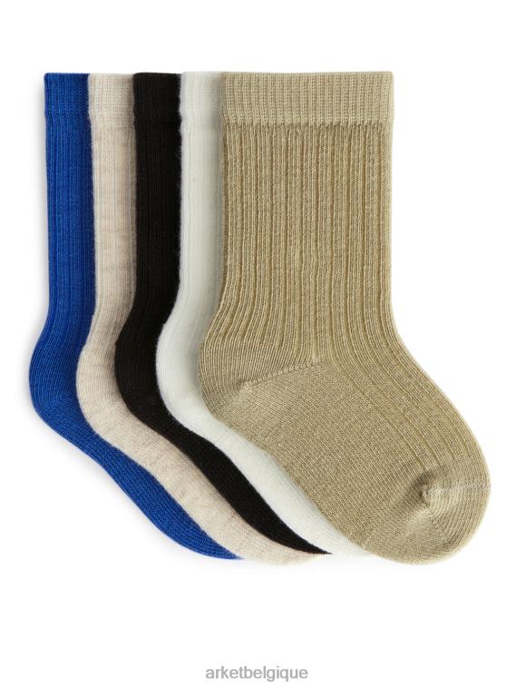 ARKET chaussettes bébé en tricot côtelé, 5 paires enfants neutres/multicolores T46DR1744 vêtements