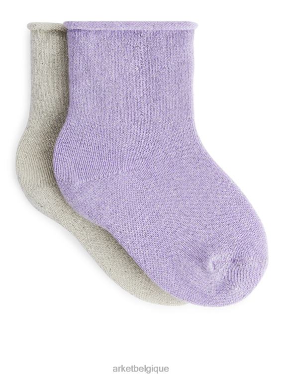 ARKET chaussettes bébé pailletées, 2 paires enfants violet/argent T46DR1780 vêtements