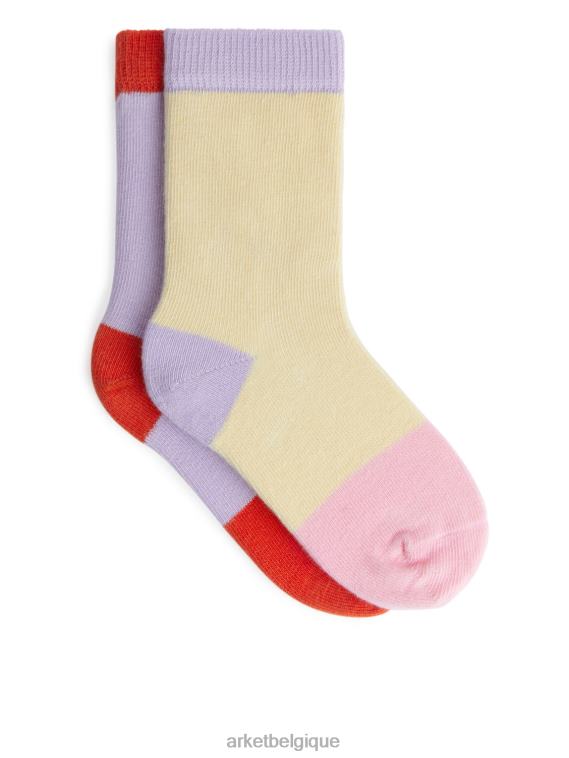 ARKET chaussettes en coton enfants lilas/jaune pâle T46DR1605 vêtements