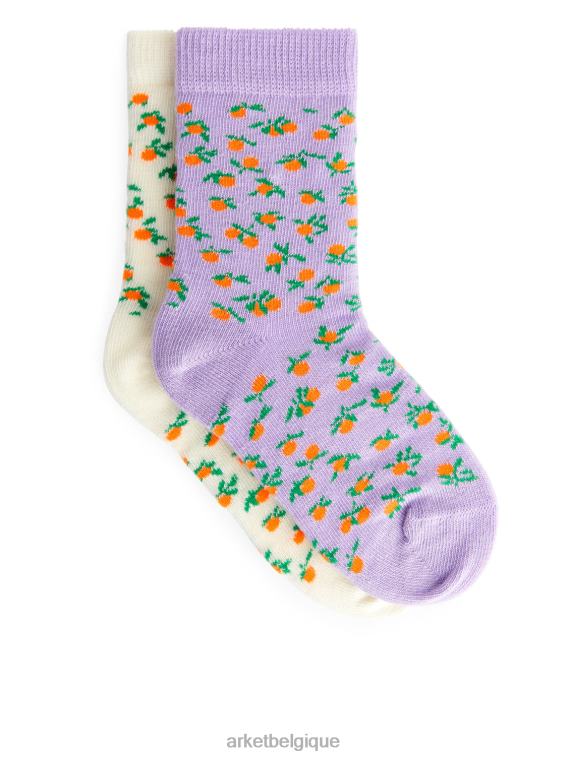 ARKET chaussettes jacquard, 2 paires enfants lilas/blanc T46DR1601 vêtements