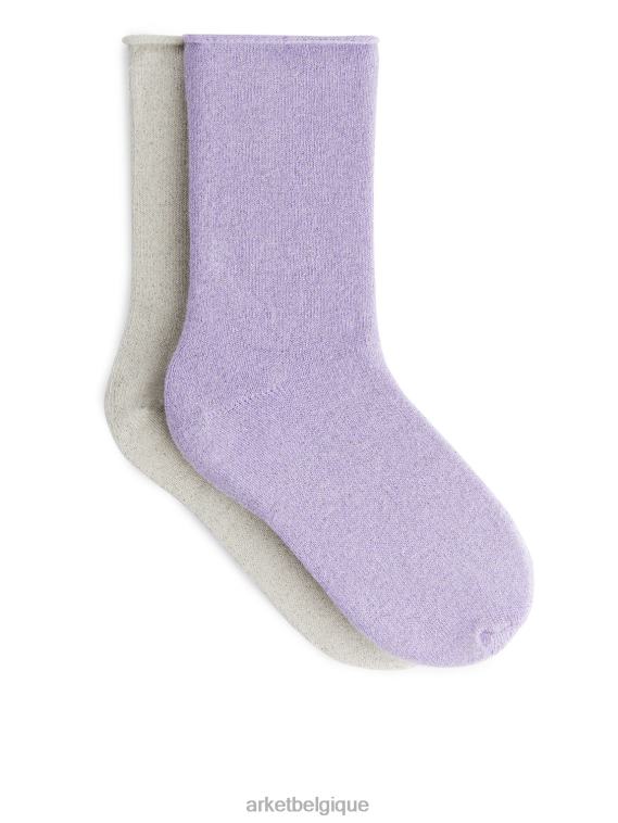 ARKET chaussettes pailletées, 2 paires enfants lilas/argent T46DR1594 vêtements