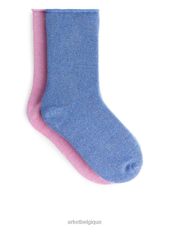 ARKET chaussettes pailletées, 2 paires enfants rose bleu T46DR1593 vêtements