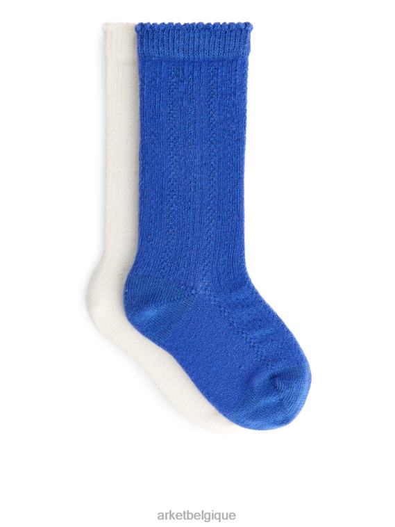 ARKET chaussettes pointelle, 2 paires enfants bleu blanc T46DR1696 vêtements