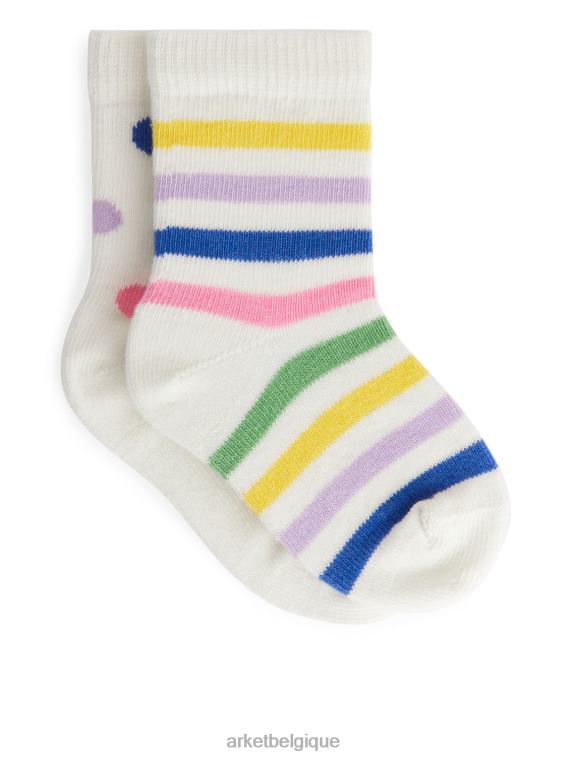 ARKET chaussettes à pois, 2 paires enfants blanc/multicolore T46DR1778 vêtements