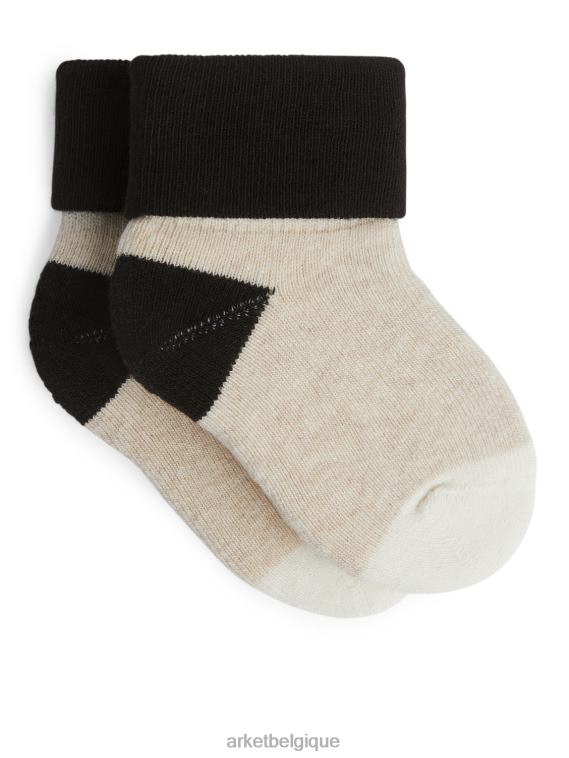 ARKET chaussettes éponge enfants noir/beige T46DR1783 vêtements