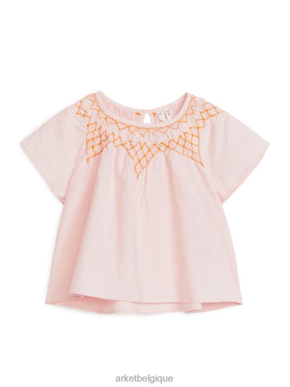 ARKET blouse en lin brodé enfants rose T46DR1447 vêtements