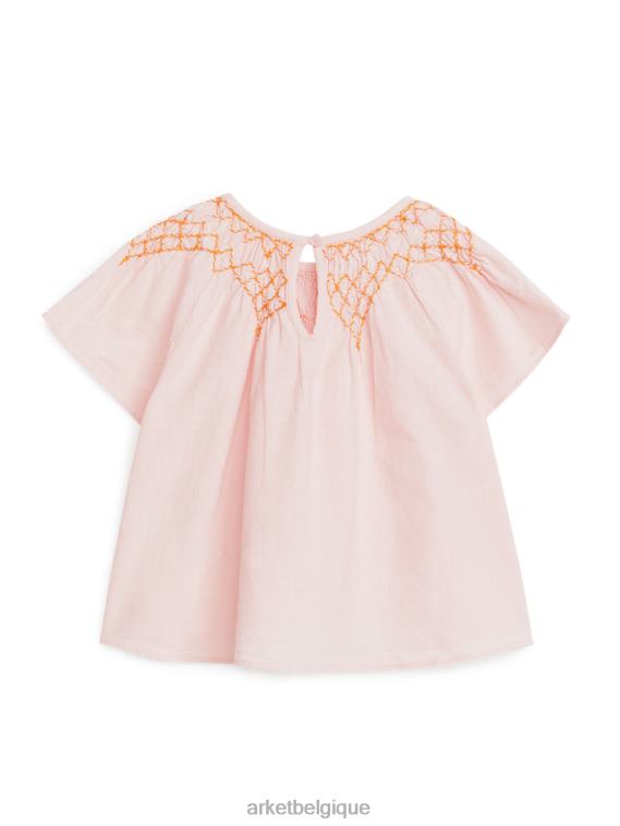 ARKET blouse en lin brodé enfants rose T46DR1447 vêtements