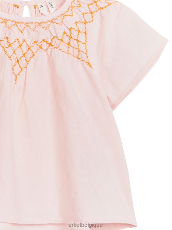 ARKET blouse en lin brodé enfants rose T46DR1447 vêtements