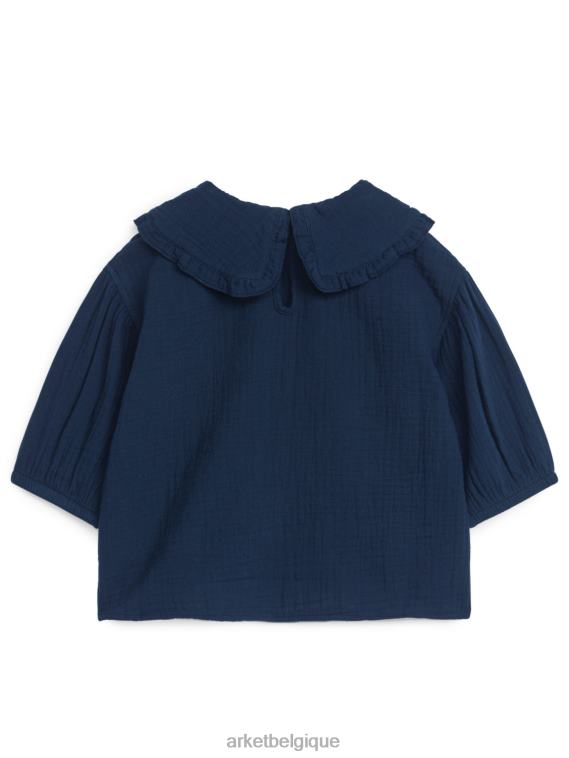 ARKET blouse en étamine à col volanté enfants bleu foncé T46DR1431 vêtements