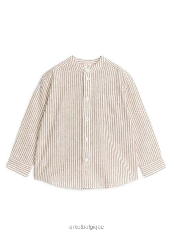 ARKET chemise en lin henley enfants beige/blanc cassé T46DR1473 vêtements