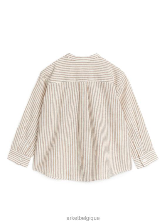 ARKET chemise en lin henley enfants beige/blanc cassé T46DR1473 vêtements