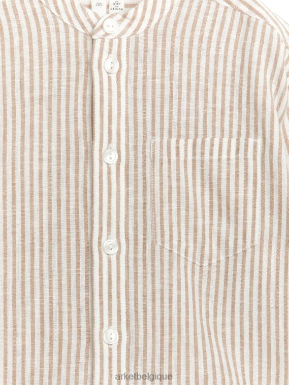 ARKET chemise en lin henley enfants beige/blanc cassé T46DR1473 vêtements