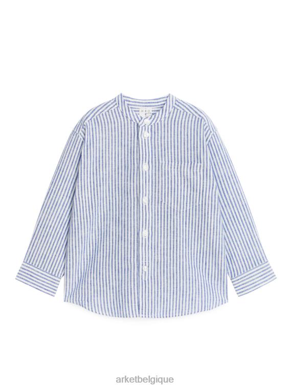 ARKET chemise en lin henley enfants bleu/rayure T46DR1484 vêtements