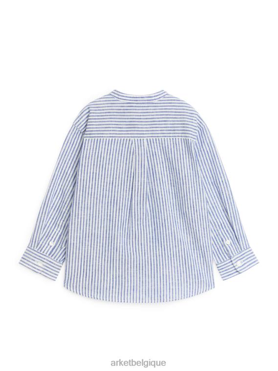 ARKET chemise en lin henley enfants bleu/rayure T46DR1484 vêtements