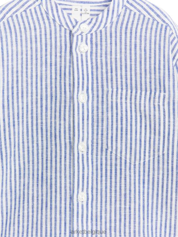 ARKET chemise en lin henley enfants bleu/rayure T46DR1484 vêtements