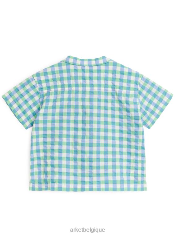 ARKET chemise à manches courtes enfants bleu/vert/chèque T46DR1468 vêtements