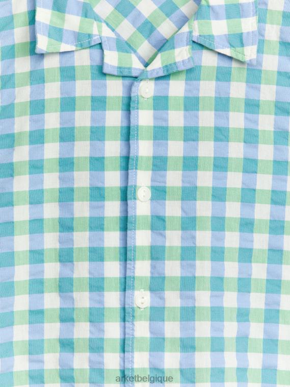 ARKET chemise à manches courtes enfants bleu/vert/chèque T46DR1468 vêtements
