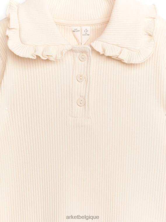 ARKET haut en jersey côtelé à col volanté enfants beige T46DR1466 vêtements