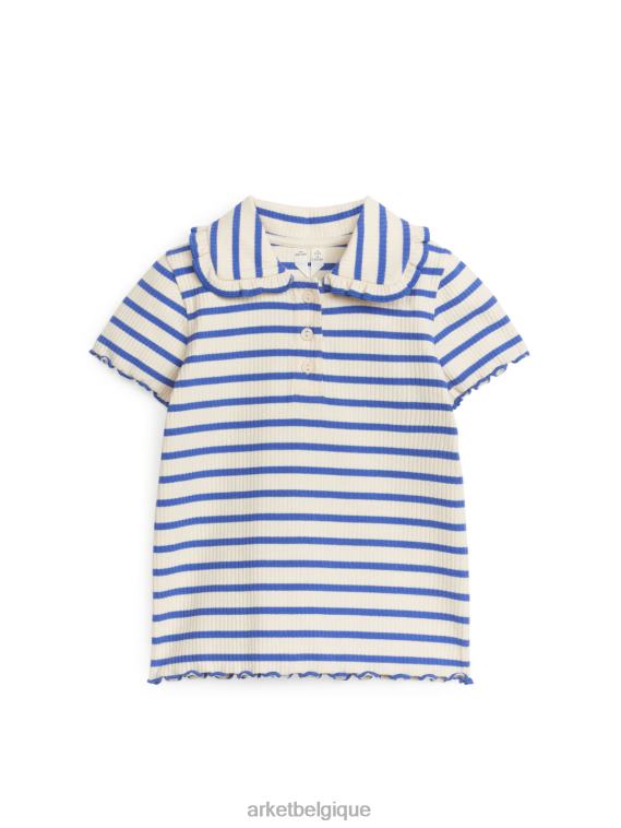 ARKET haut en jersey côtelé à col volanté enfants bleu/rayure T46DR1467 vêtements