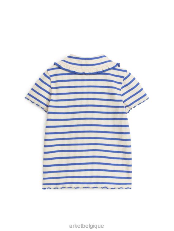 ARKET haut en jersey côtelé à col volanté enfants bleu/rayure T46DR1467 vêtements