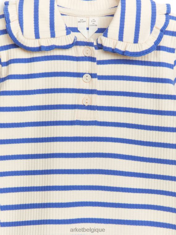 ARKET haut en jersey côtelé à col volanté enfants bleu/rayure T46DR1467 vêtements