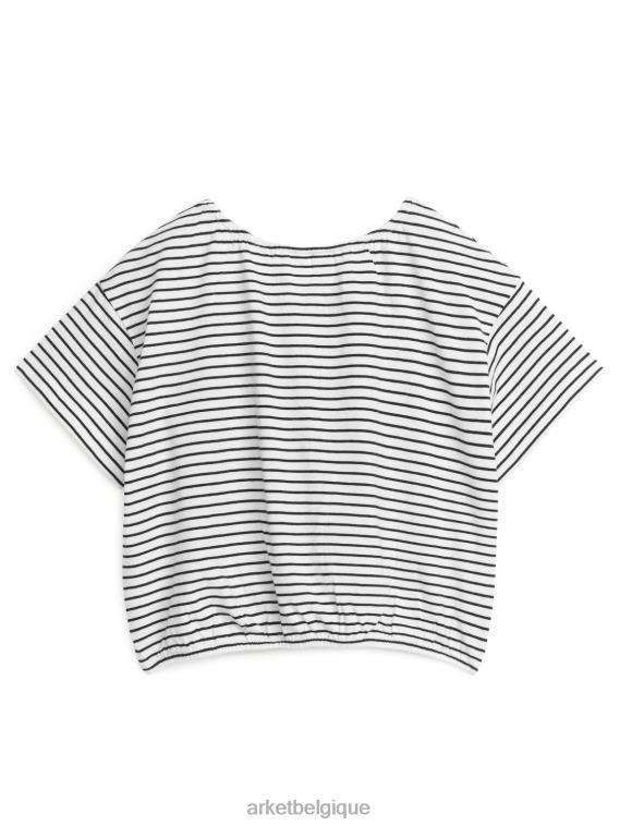 ARKET haut volumineux en jersey froncé enfants bande noire T46DR1471 vêtements