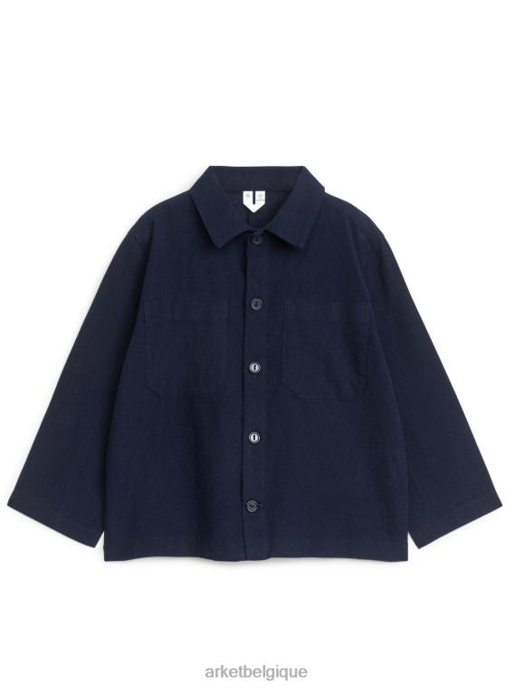 ARKET surchemise en lin et coton enfants bleu foncé T46DR1478 vêtements