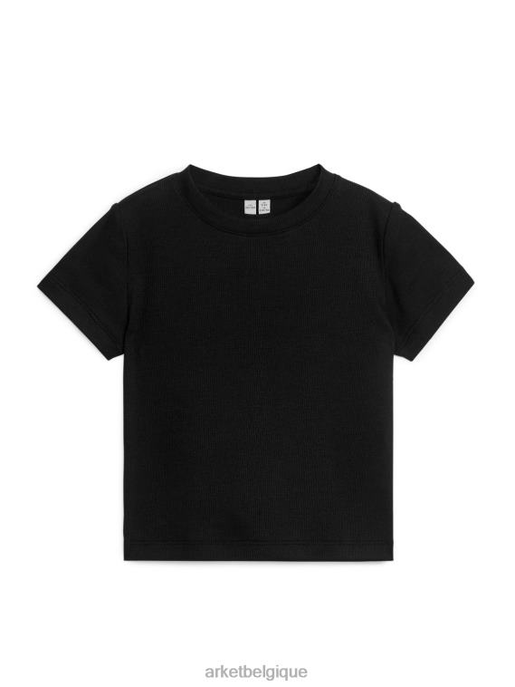 ARKET t-shirt ajusté côtelé enfants noir cassé T46DR1486 vêtements