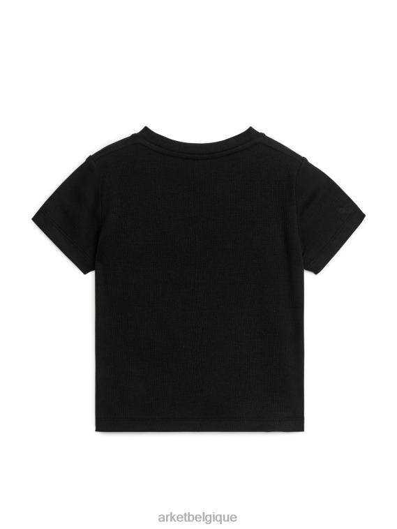 ARKET t-shirt ajusté côtelé enfants noir cassé T46DR1486 vêtements