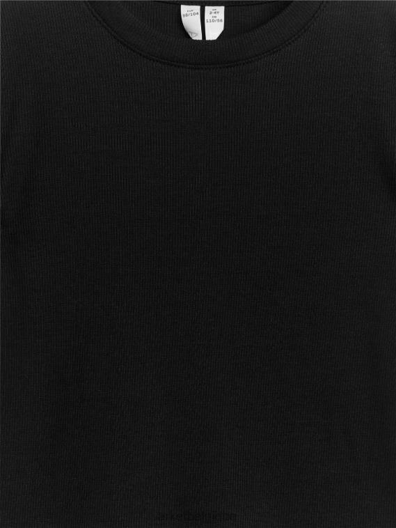ARKET t-shirt ajusté côtelé enfants noir cassé T46DR1486 vêtements