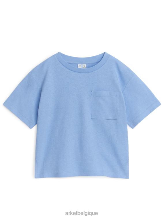 ARKET t-shirt ample en lin mélangé enfants bleu clair T46DR1481 vêtements