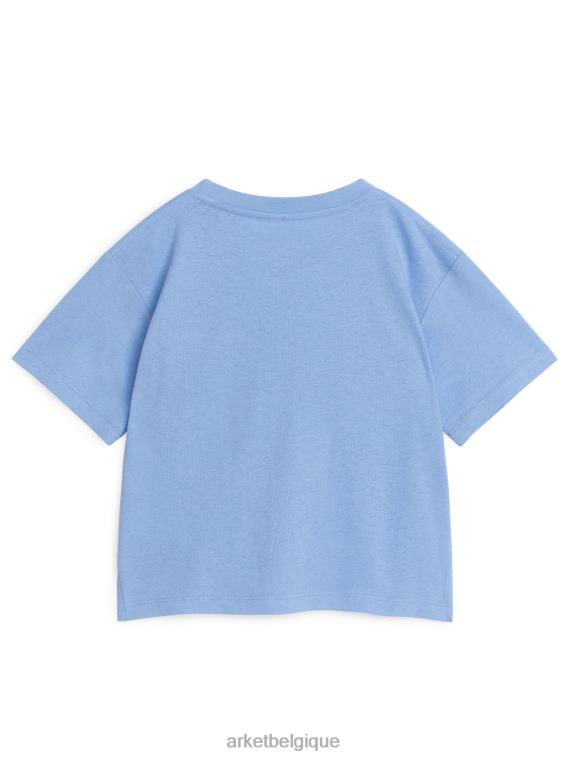 ARKET t-shirt ample en lin mélangé enfants bleu clair T46DR1481 vêtements