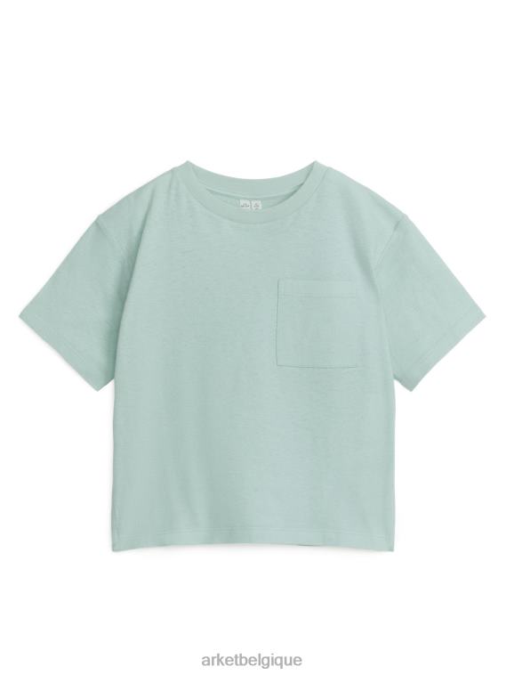 ARKET t-shirt ample en lin mélangé enfants menthe verte T46DR1461 vêtements