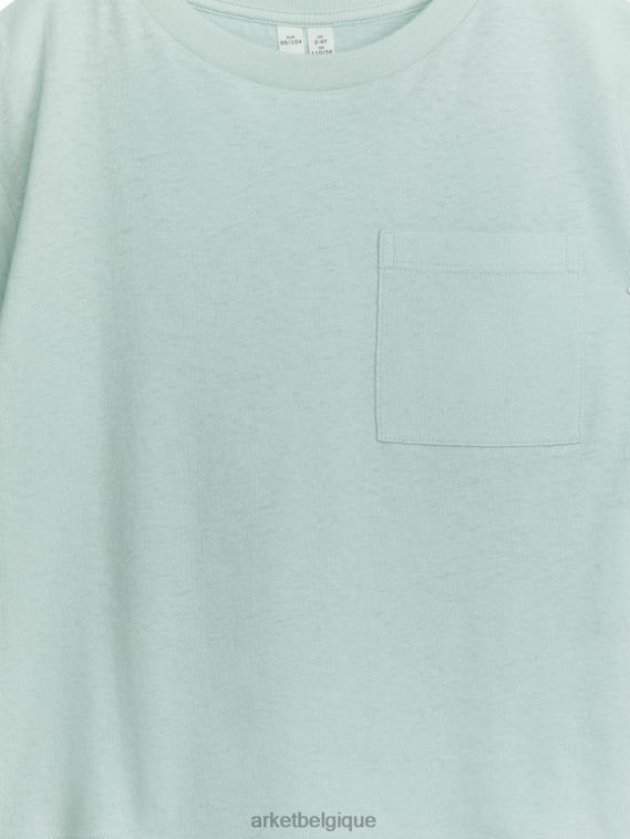 ARKET t-shirt ample en lin mélangé enfants menthe verte T46DR1461 vêtements