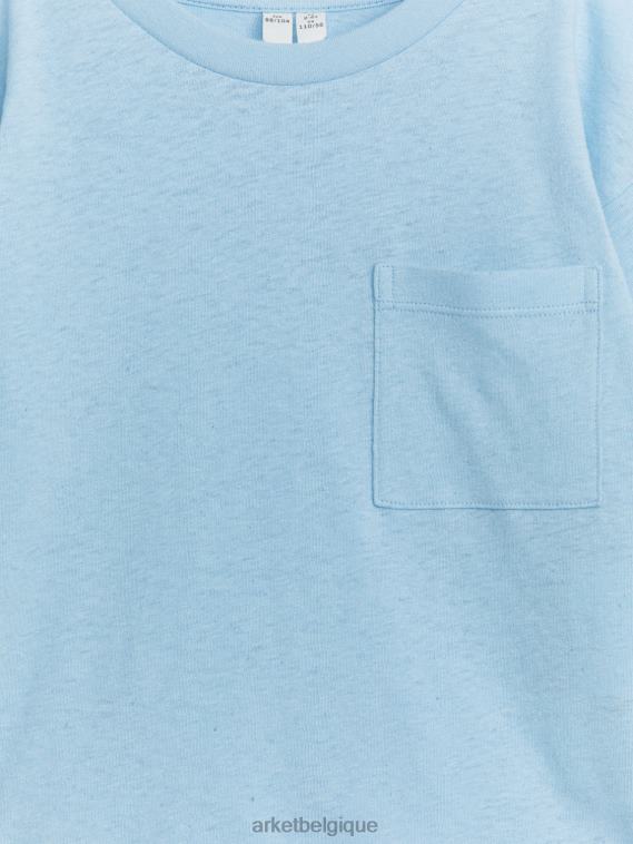 ARKET t-shirt à manches longues en lin mélangé enfants bleu clair T46DR1491 vêtements
