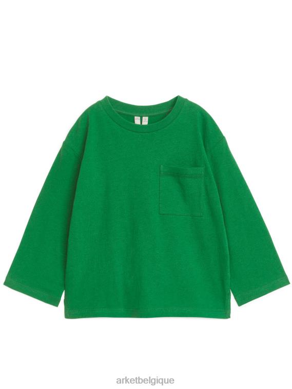 ARKET t-shirt à manches longues en lin mélangé enfants vert T46DR1526 vêtements
