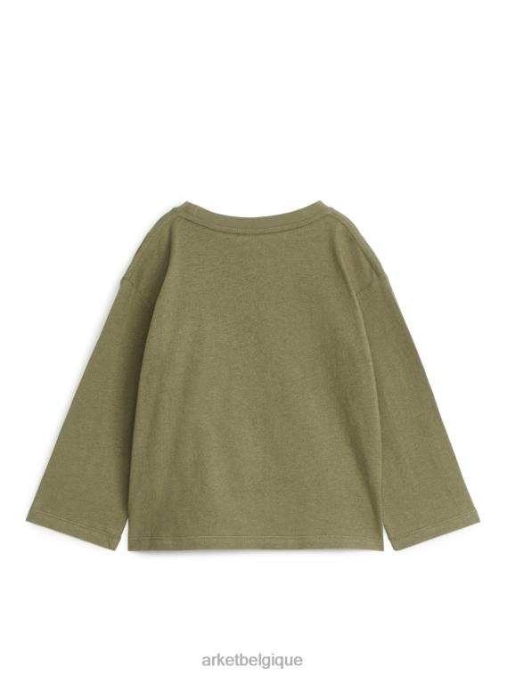 ARKET t-shirt à manches longues en lin mélangé enfants vert kaki T46DR1483 vêtements