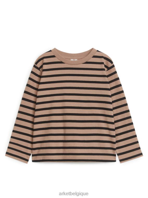 ARKET t-shirt à manches longues, lot de 2 enfants rayures noires/beiges T46DR1520 vêtements
