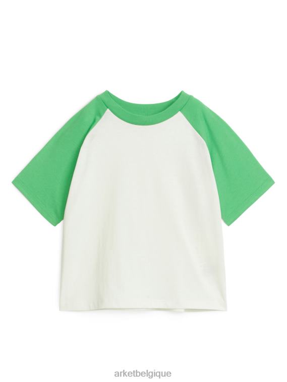 ARKET t-shirt à manches raglan enfants blanc vert T46DR1443 vêtements