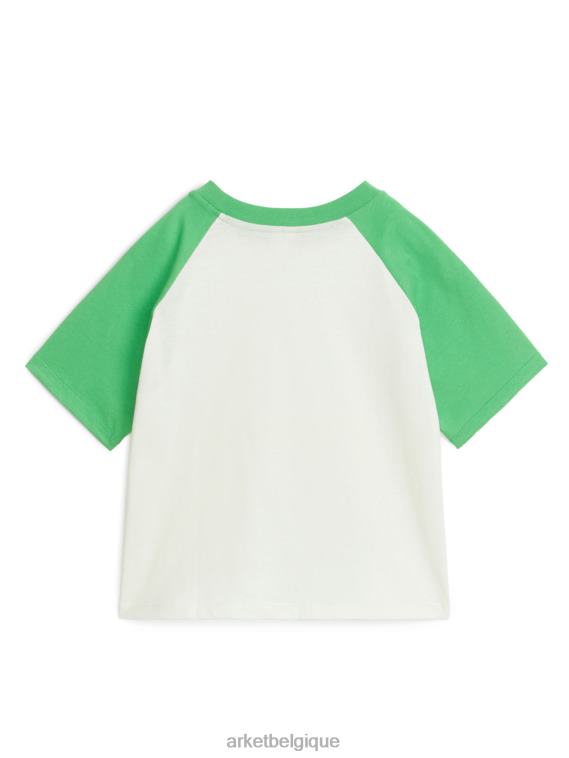 ARKET t-shirt à manches raglan enfants blanc vert T46DR1443 vêtements