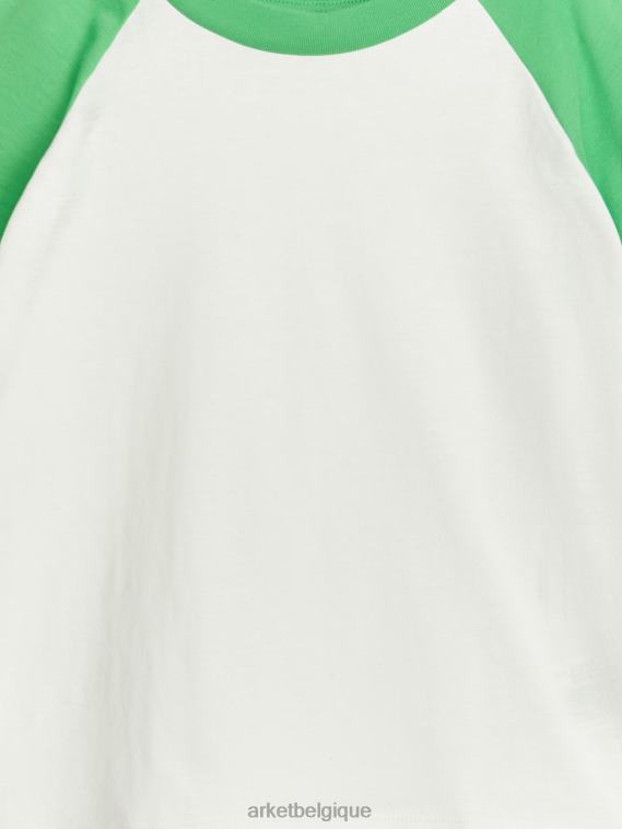 ARKET t-shirt à manches raglan enfants blanc vert T46DR1443 vêtements