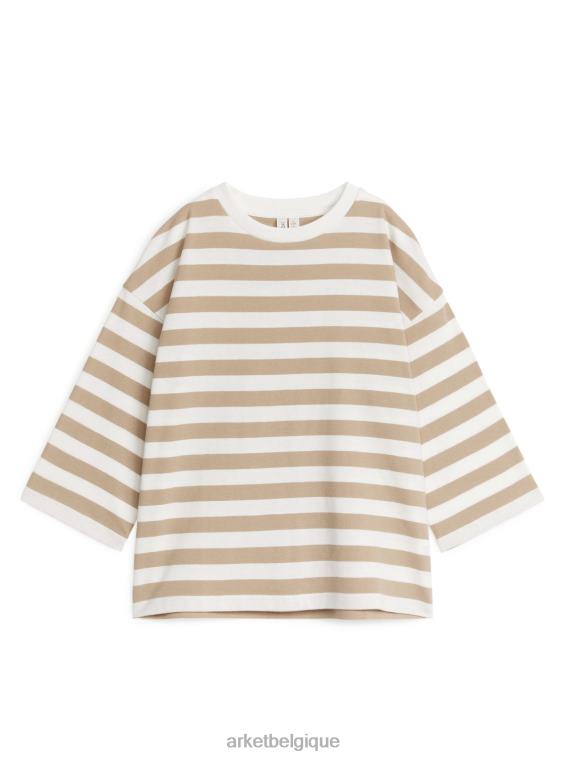 ARKET t-shirt oversize à manches longues enfants beige/rayures T46DR1499 vêtements