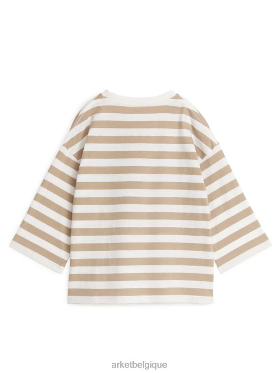 ARKET t-shirt oversize à manches longues enfants beige/rayures T46DR1499 vêtements