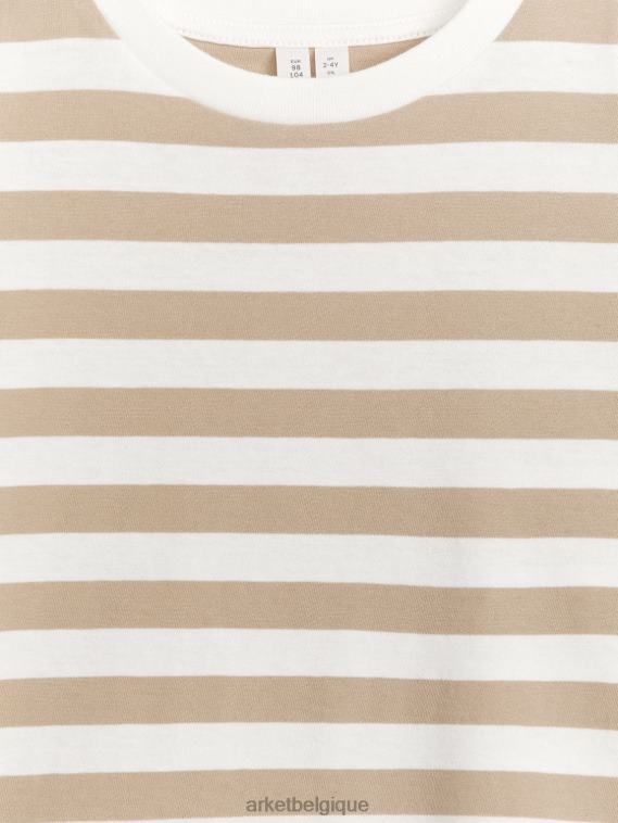 ARKET t-shirt oversize à manches longues enfants beige/rayures T46DR1499 vêtements