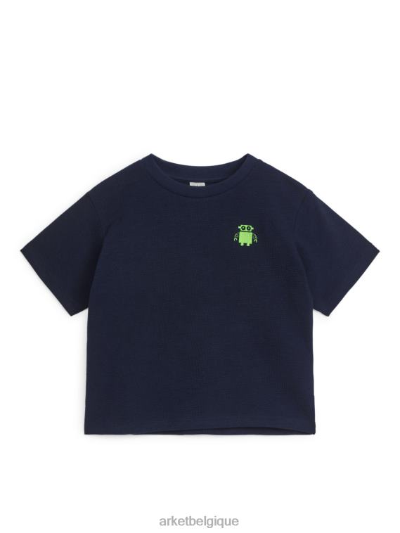 ARKET t-shirt texturé enfants bleu foncé/robot T46DR1459 vêtements