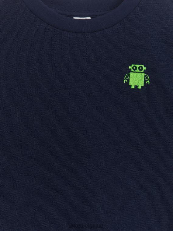 ARKET t-shirt texturé enfants bleu foncé/robot T46DR1459 vêtements