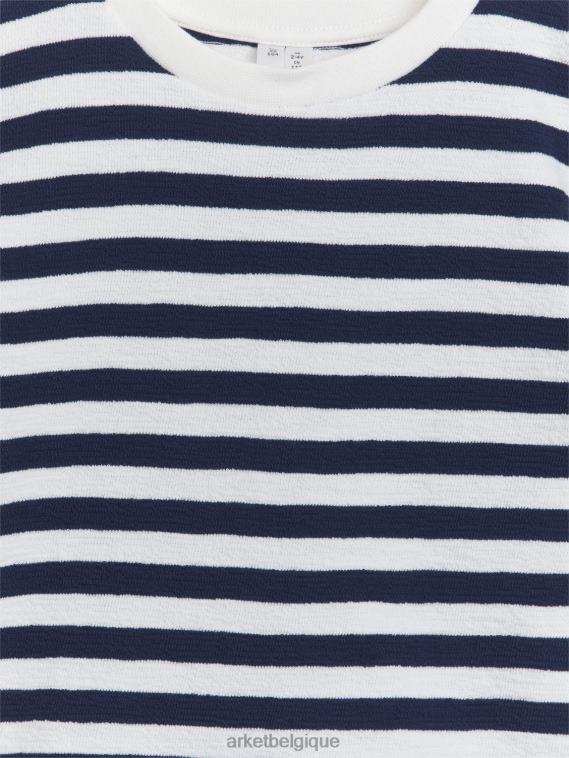 ARKET t-shirt texturé enfants bleu/rayures T46DR1460 vêtements