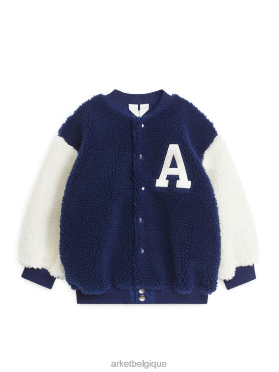 ARKET veste universitaire oversize à poils enfants bleu blanc T46DR1677 vêtements