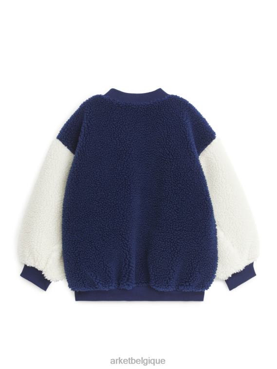 ARKET veste universitaire oversize à poils enfants bleu blanc T46DR1677 vêtements